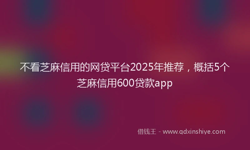 不看芝麻信用的网贷平台2025年推荐，概括5个芝麻信用600贷款app
