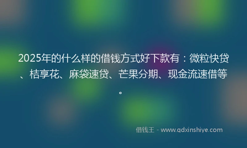 2025年的什么样的借钱方式好下款有：微粒快贷、桔享花、麻袋速贷、芒果分期、现金流速借等。