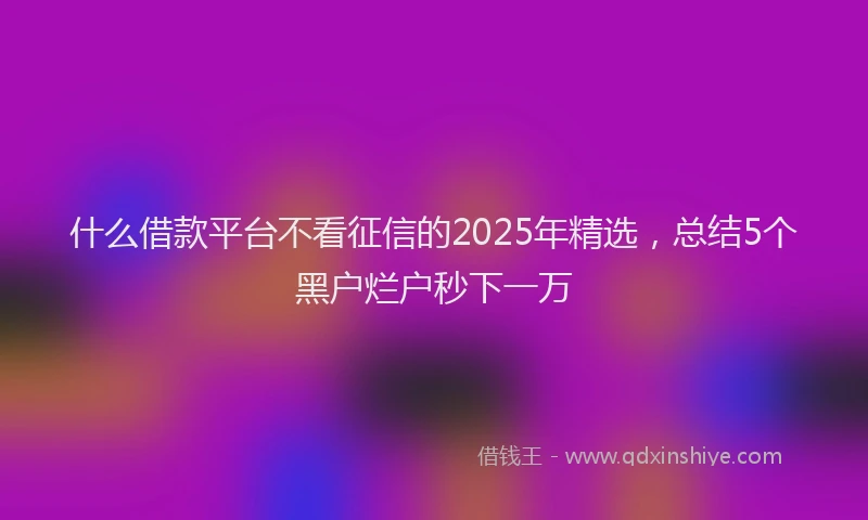 什么借款平台不看征信的2025年精选，总结5个黑户烂户秒下一万