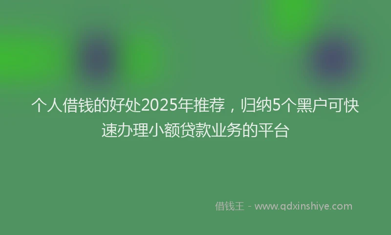 个人借钱的好处2025年推荐，归纳5个黑户可快速办理小额贷款业务的平台