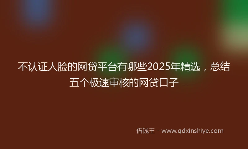 不认证人脸的网贷平台有哪些2025年精选，总结五个极速审核的网贷口子