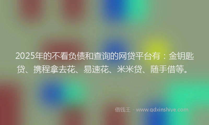 2025年的不看负债和查询的网贷平台有：金钥匙贷、携程拿去花、易速花、米米贷、随手借等。