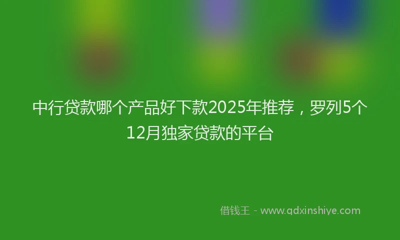 中行贷款哪个产品好下款2025年推荐，罗列5个12月独家贷款的平台
