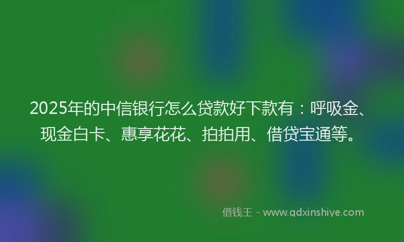 2025年的中信银行怎么贷款好下款有：呼吸金、现金白卡、惠享花花、拍拍用、借贷宝通等。