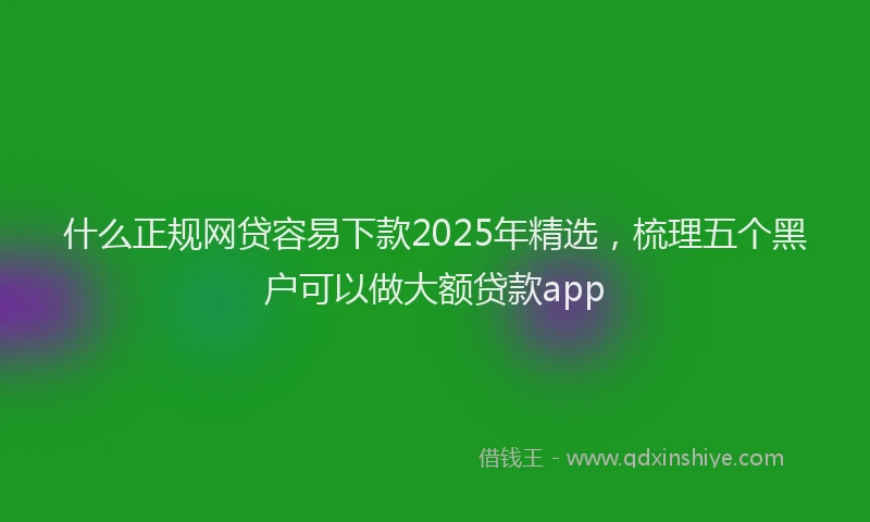 什么正规网贷容易下款2025年精选，梳理五个黑户可以做大额贷款app