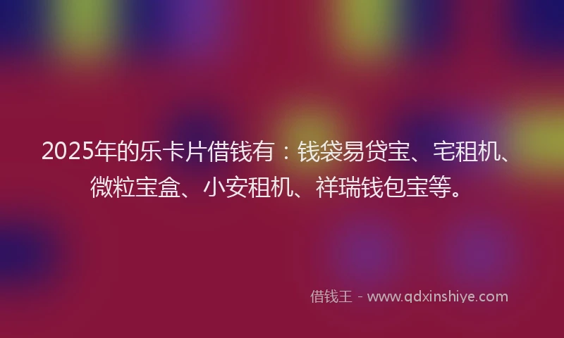 2025年的乐卡片借钱有：钱袋易贷宝、宅租机、微粒宝盒、小安租机、祥瑞钱包宝等。