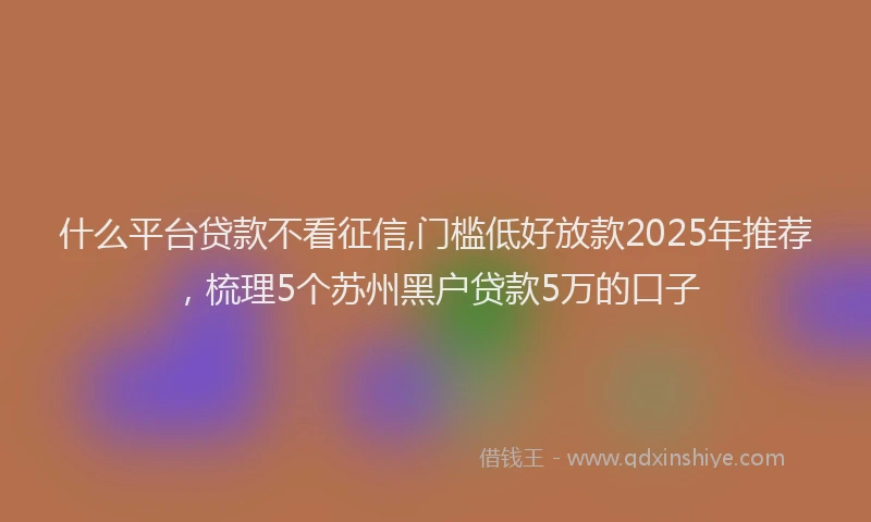 什么平台贷款不看征信,门槛低好放款2025年推荐，梳理5个苏州黑户贷款5万的口子