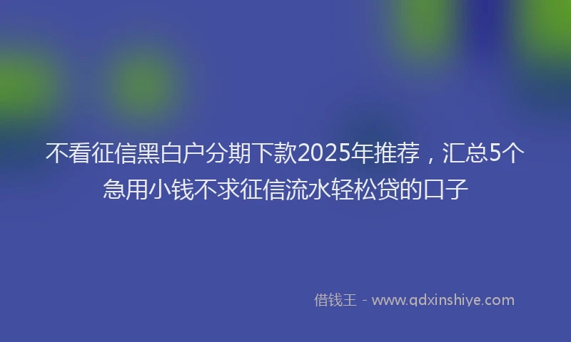 不看征信黑白户分期下款2025年推荐，汇总5个急用小钱不求征信流水轻松贷的口子