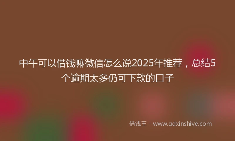 中午可以借钱嘛微信怎么说2025年推荐，总结5个逾期太多仍可下款的口子
