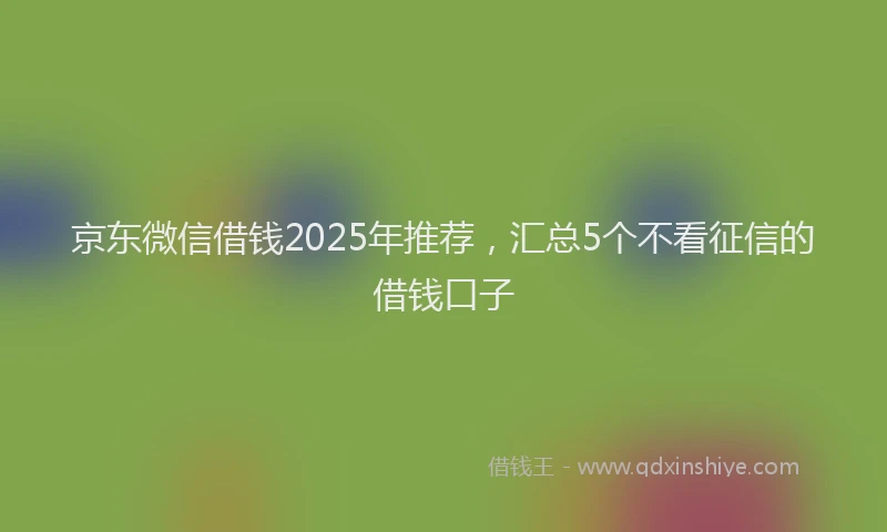 京东微信借钱2025年推荐，汇总5个不看征信的借钱口子