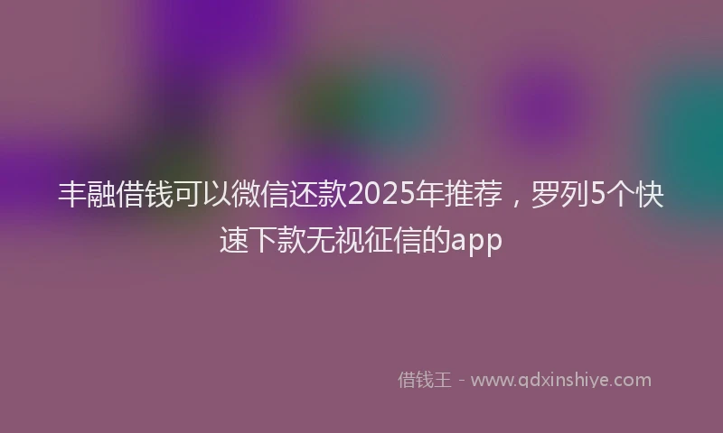 丰融借钱可以微信还款2025年推荐，罗列5个快速下款无视征信的app