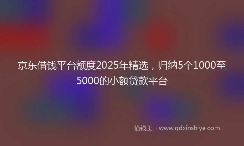 京东借钱平台额度2025年精选，归纳5个1000至5000的小额贷款平台