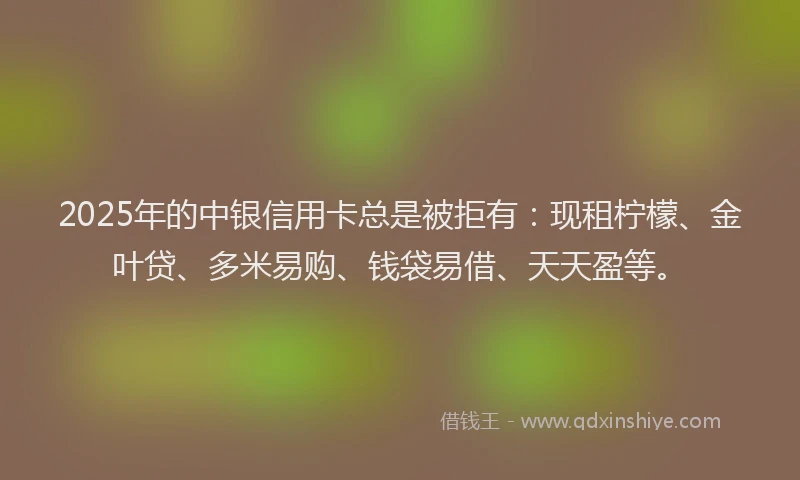 2025年的中银信用卡总是被拒有：现租柠檬、金叶贷、多米易购、钱袋易借、天天盈等。