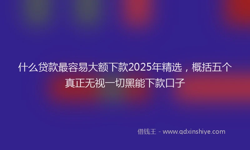 什么贷款最容易大额下款2025年精选，概括五个真正无视一切黑能下款口子