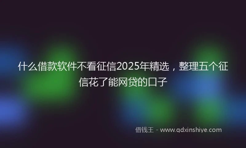 什么借款软件不看征信2025年精选，整理五个征信花了能网贷的口子