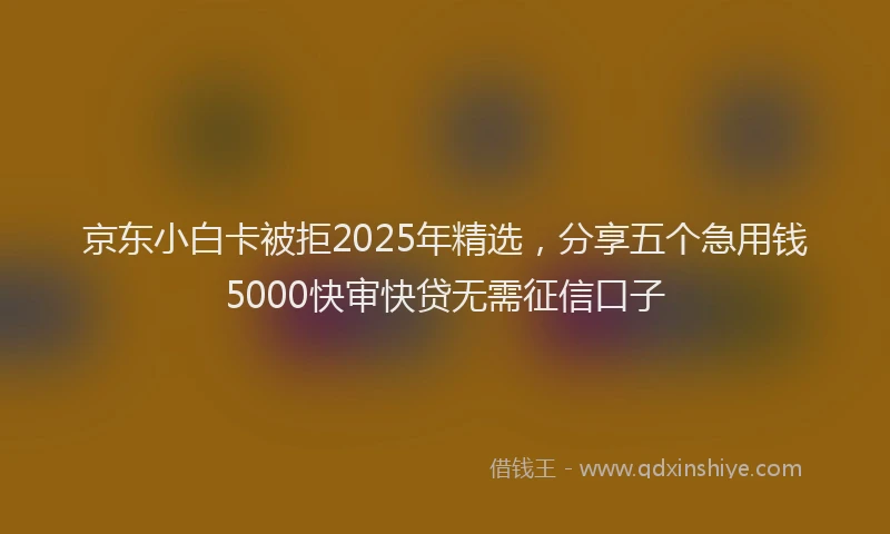 京东小白卡被拒2025年精选，分享五个急用钱5000快审快贷无需征信口子