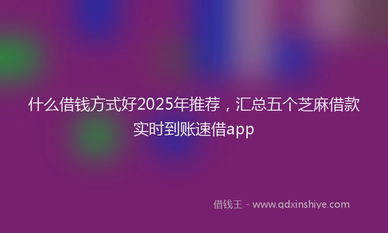 什么借钱方式好2025年推荐，汇总五个芝麻借款实时到账速借app