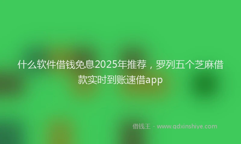 什么软件借钱免息2025年推荐，罗列五个芝麻借款实时到账速借app