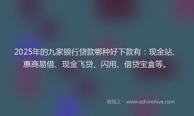 2025年的九家银行贷款哪种好下款有：现金站、惠商易借、现金飞贷、闪用、借贷宝盒等。