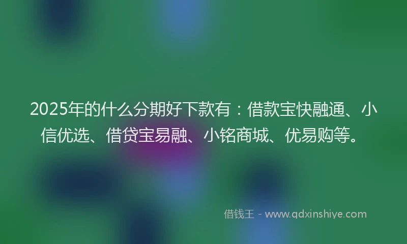 2025年的什么分期好下款有：借款宝快融通、小信优选、借贷宝易融、小铭商城、优易购等。
