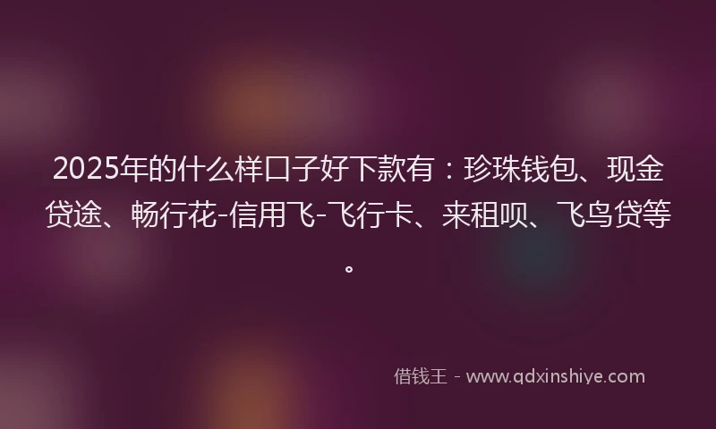 2025年的什么样口子好下款有：珍珠钱包、现金贷途、畅行花-信用飞-飞行卡、来租呗、飞鸟贷等。