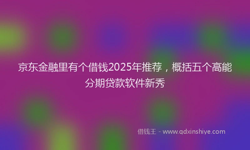 京东金融里有个借钱2025年推荐，概括五个高能分期贷款软件新秀