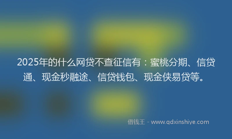 2025年的什么网贷不查征信有：蜜桃分期、信贷通、现金秒融途、信贷钱包、现金侠易贷等。