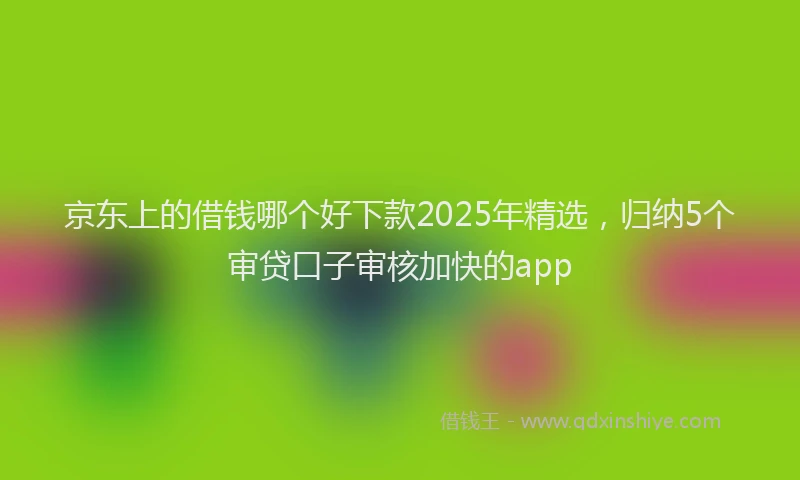 京东上的借钱哪个好下款2025年精选，归纳5个审贷口子审核加快的app