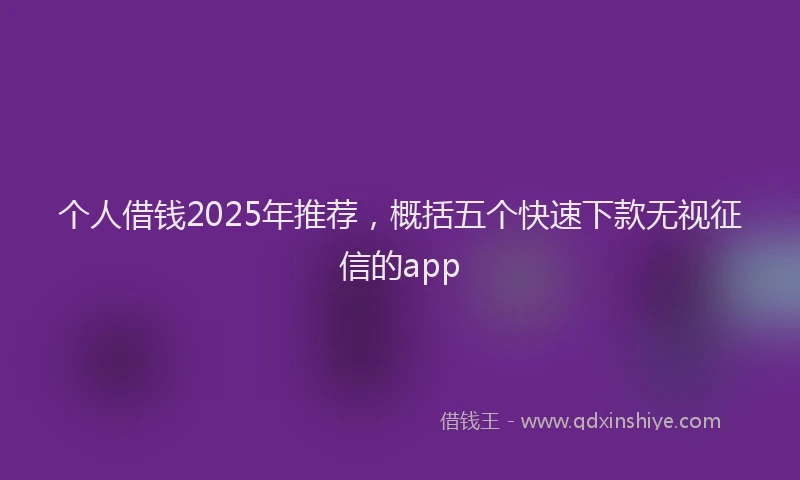 个人借钱2025年推荐，概括五个快速下款无视征信的app