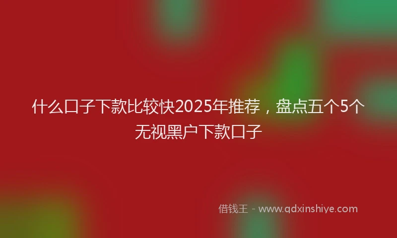 什么口子下款比较快2025年推荐，盘点五个5个无视黑户下款口子