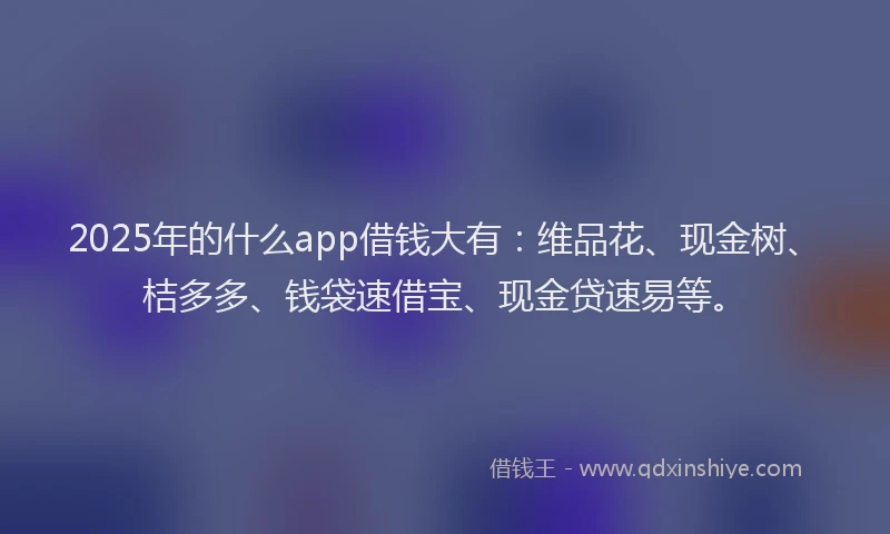 2025年的什么app借钱大有：维品花、现金树、桔多多、钱袋速借宝、现金贷速易等。