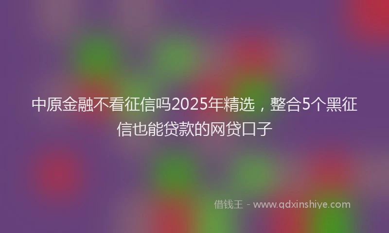中原金融不看征信吗2025年精选，整合5个黑征信也能贷款的网贷口子