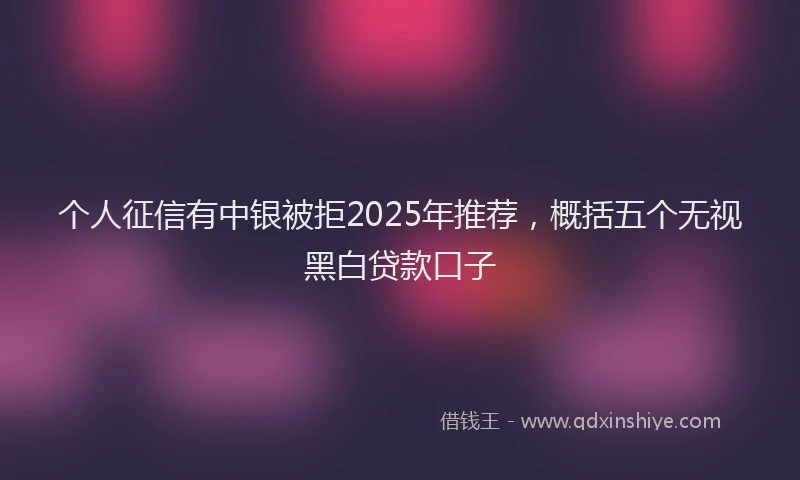 个人征信有中银被拒2025年推荐，概括五个无视黑白贷款口子