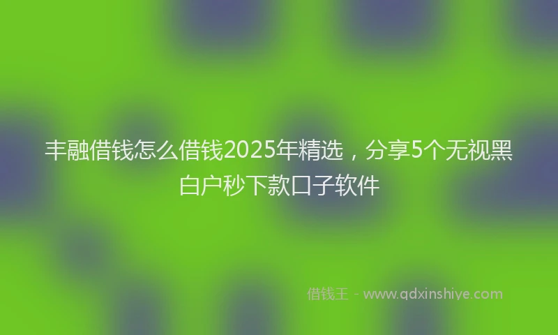 丰融借钱怎么借钱2025年精选，分享5个无视黑白户秒下款口子软件