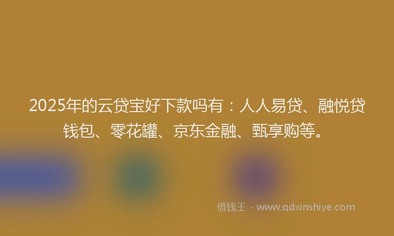 2025年的云贷宝好下款吗有：人人易贷、融悦贷钱包、零花罐、京东金融、甄享购等。