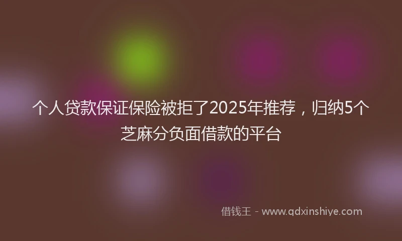 个人贷款保证保险被拒了2025年推荐，归纳5个芝麻分负面借款的平台