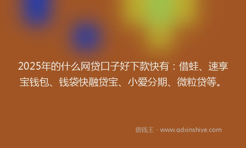 2025年的什么网贷口子好下款快有：借蛙、速享宝钱包、钱袋快融贷宝、小爱分期、微粒贷等。
