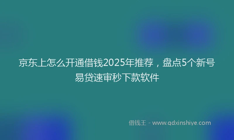 京东上怎么开通借钱2025年推荐，盘点5个新号易贷速审秒下款软件