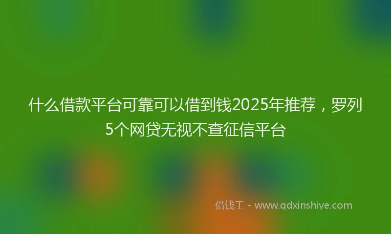 什么借款平台可靠可以借到钱2025年推荐，罗列5个网贷无视不查征信平台