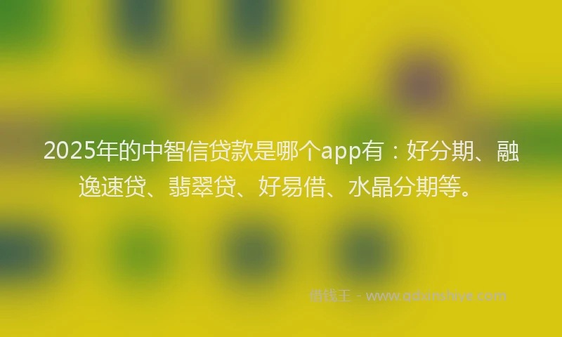 2025年的中智信贷款是哪个app有：好分期、融逸速贷、翡翠贷、好易借、水晶分期等。