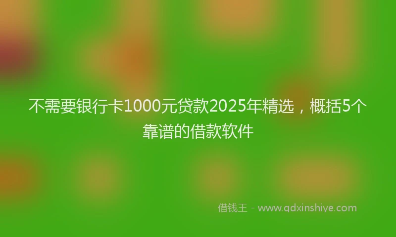 不需要银行卡1000元贷款2025年精选，概括5个靠谱的借款软件