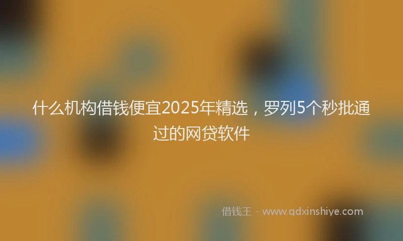 什么机构借钱便宜2025年精选，罗列5个秒批通过的网贷软件