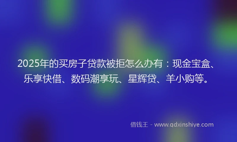 2025年的买房子贷款被拒怎么办有：现金宝盒、乐享快借、数码潮享玩、星辉贷、羊小购等。