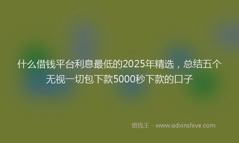 什么借钱平台利息最低的2025年精选，总结五个无视一切包下款5000秒下款的口子