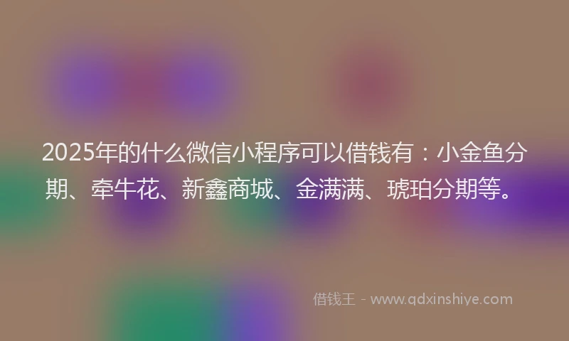 2025年的什么微信小程序可以借钱有：小金鱼分期、牵牛花、新鑫商城、金满满、琥珀分期等。