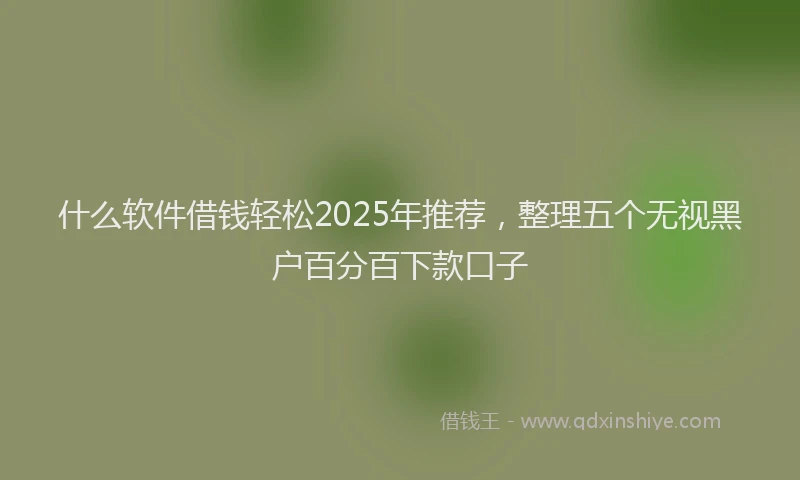 什么软件借钱轻松2025年推荐，整理五个无视黑户百分百下款口子