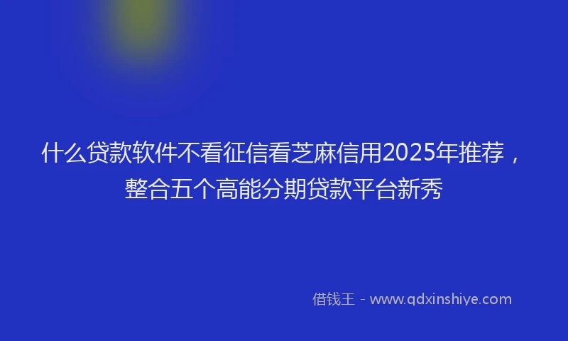 什么贷款软件不看征信看芝麻信用2025年推荐，整合五个高能分期贷款平台新秀