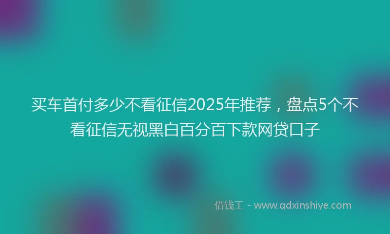 买车首付多少不看征信2025年推荐，盘点5个不看征信无视黑白百分百下款网贷口子