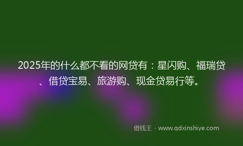 2025年的什么都不看的网贷有：星闪购、福瑞贷、借贷宝易、旅游购、现金贷易行等。