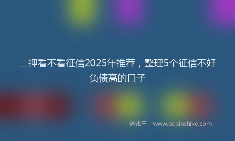 二押看不看征信2025年推荐，整理5个征信不好负债高的口子